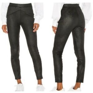 Free People Midnight Vegan Suede Skinny Pants Faux Leather Black